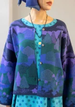Cardigan "Alaska" i genanvendt uld - mørk indigo