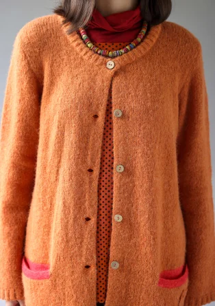 “Tulipe” alpaca blend long cardigan - burnt orange