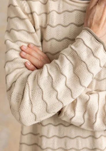 “Celia” recycled cotton favourite sweater - undyed/dark natural