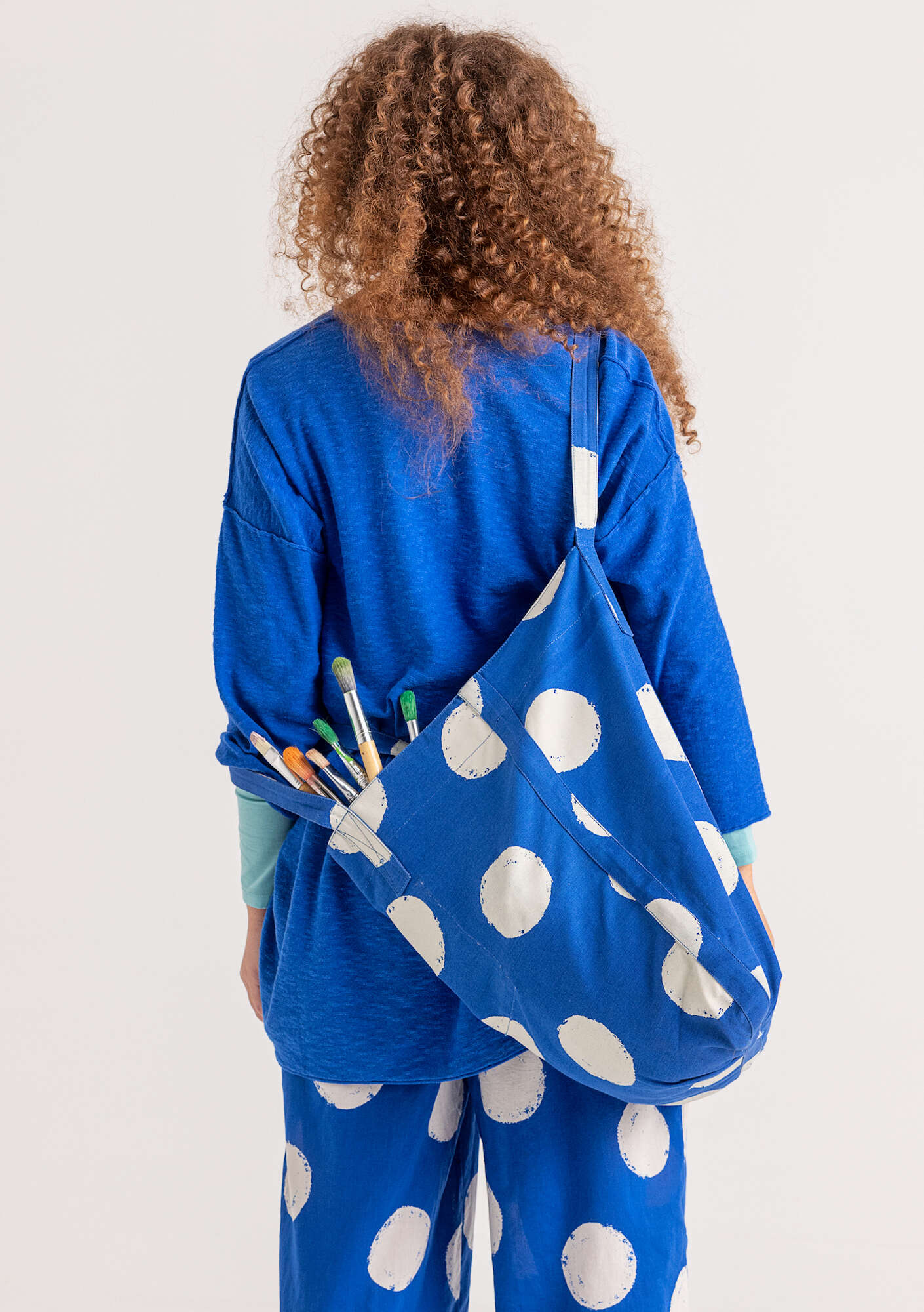 “Palette” bag in organic cotton sapphire blue thumbnail