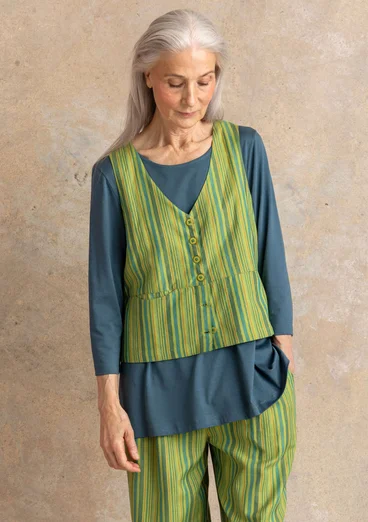 Webweste „Esme“ aus Bio-Baumwolle/Leinen - kiwi-gestreift