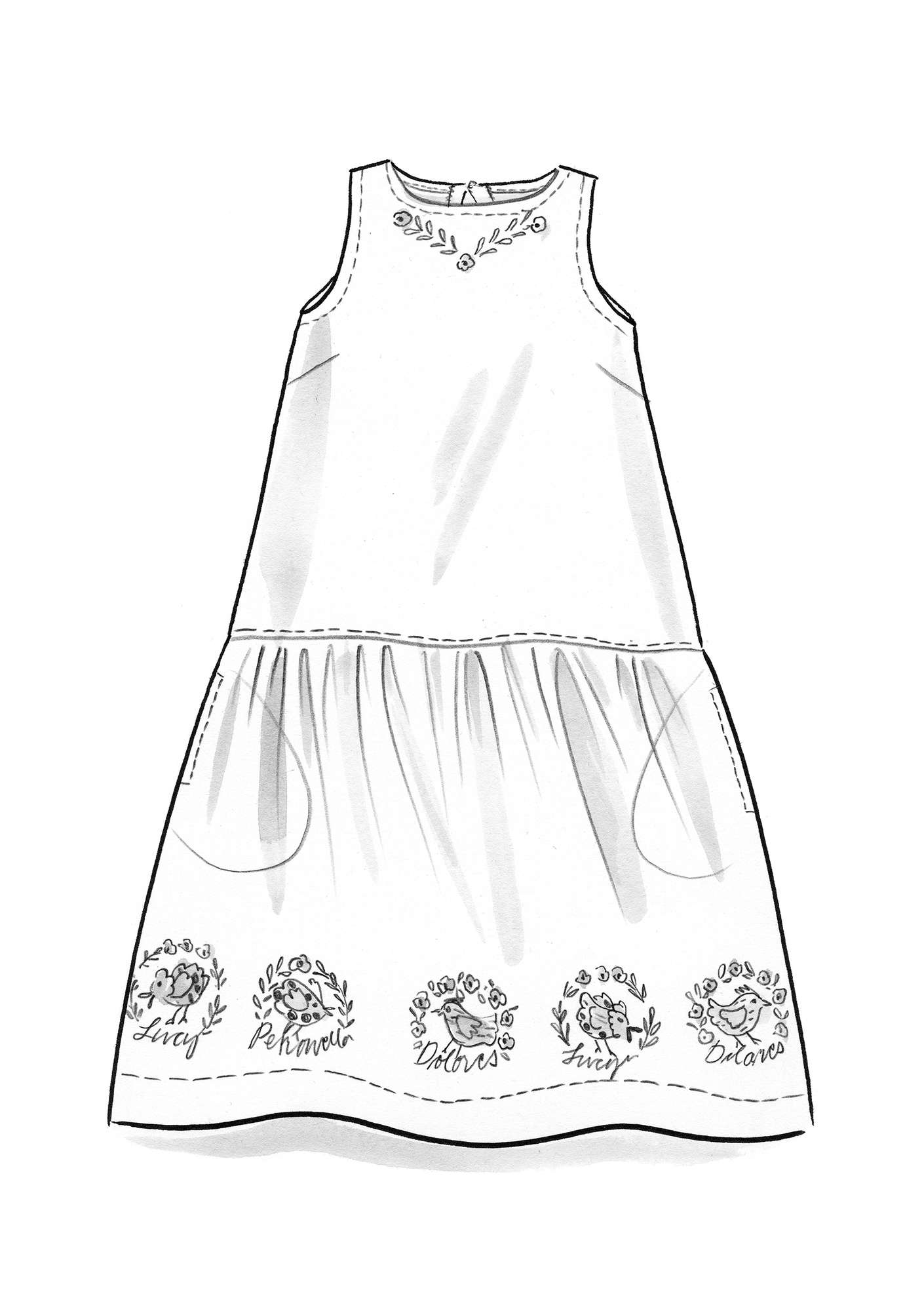 “Petronella” dress in woven organic cotton/linen putty
