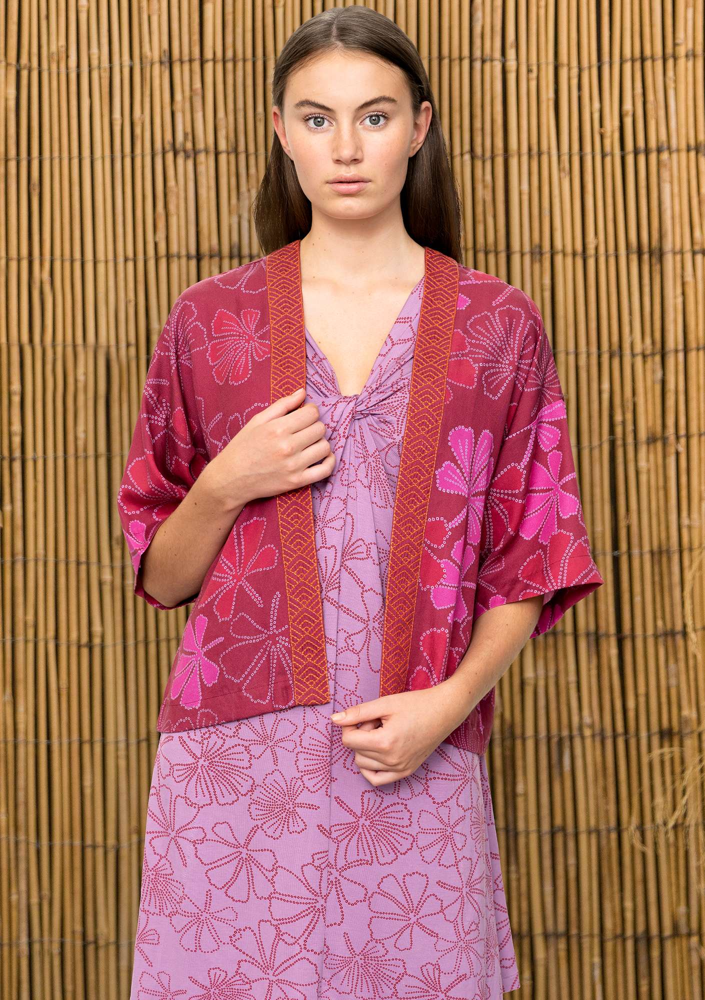 Kimono  Yuriko  en lyocell cerise thumbnail
