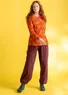 “Stella” organic cotton/elastane jersey trousers (aubergine M)