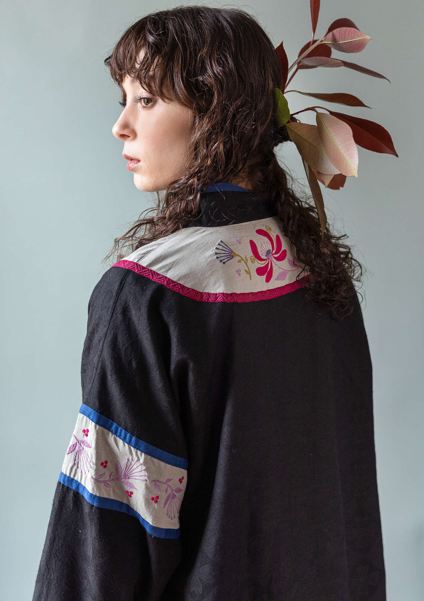 “Mei Lan” jacket in rayon/cotton/linen black thumbnail