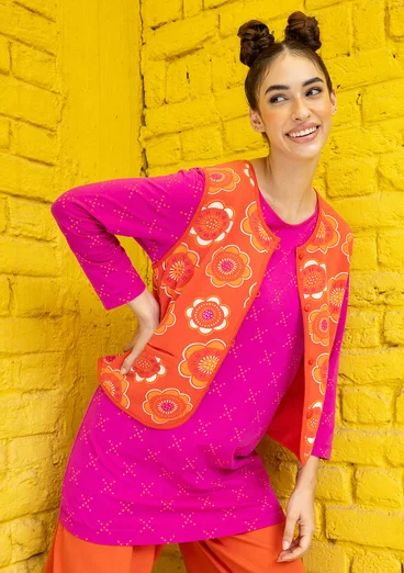 “Crossing” jersey tunic in organic cotton/elastane - cerise