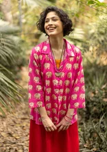 Mönstrad blus "Elephant" i ekologisk bomull - hibiskus