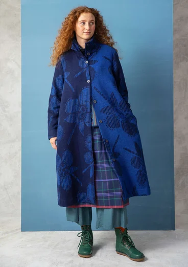 Vävd kappa "Marabel" i ull/polyester - mörk indigo