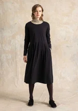 “Frida” patterned/solid-colour organic cotton jersey dress - black