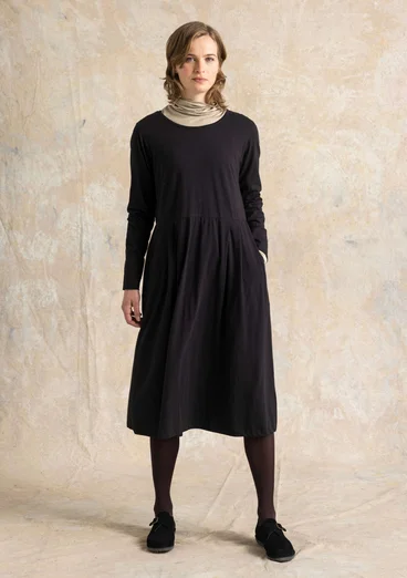 Robe à motif/unie "Frida" en jersey de coton biologique - noir