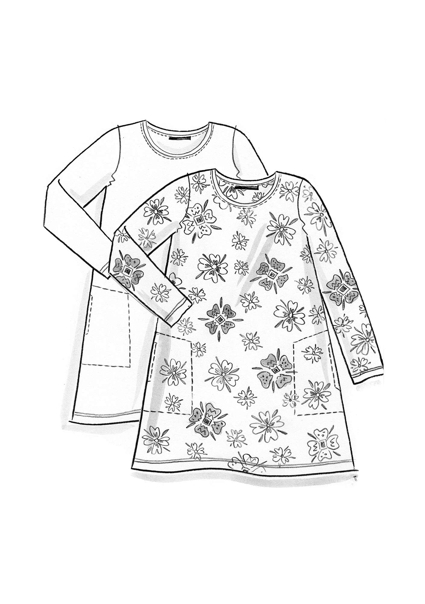 Tunique  Joni  en jersey de coton biologique/modal écru/motif