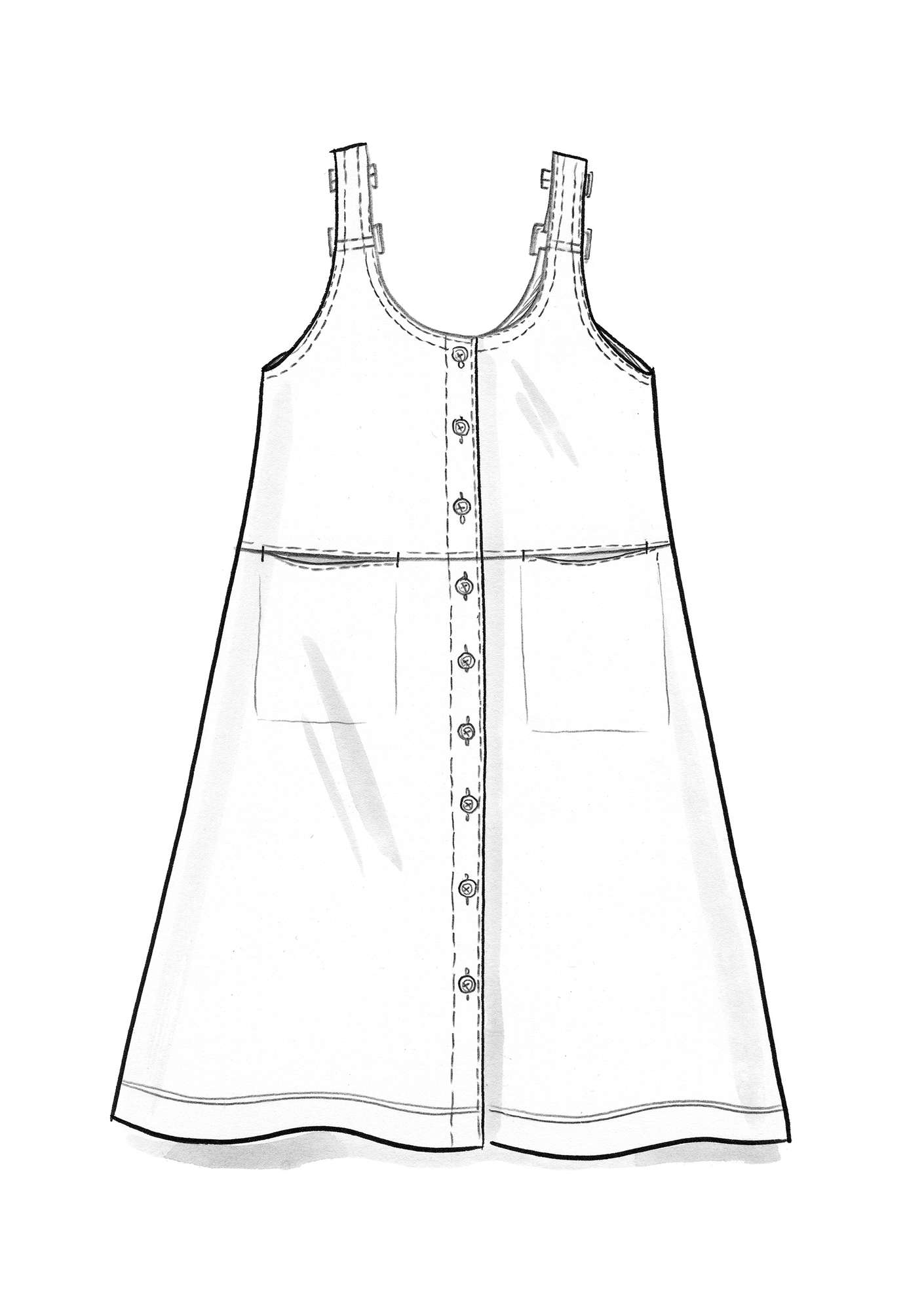 Balalaika-Kleid „Amber“ aus Öko-Baumwolle/Leinen schwarz