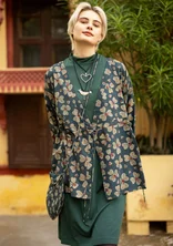 Wickelbluse „Bloom“ aus Bio-Baumwolle - dunkelindigo