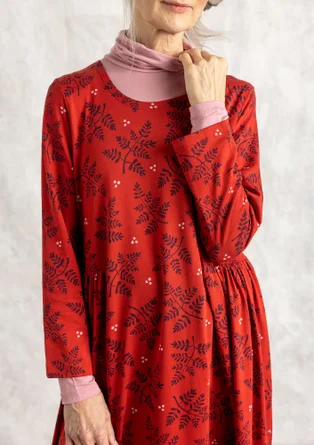 Jerseykleid „Judit“ aus Bio-Baumwolle/Modal - papageienrot-gemustert