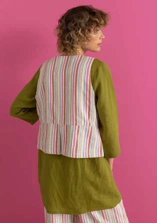 Gilet "Esme" van geweven katoen/linnen - multicolour/gestreept