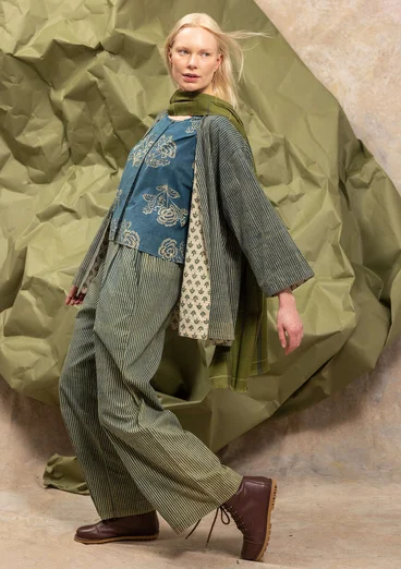 Kimono tissé ”Willow” en coton biologique - indigo vert