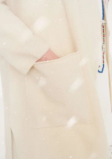 Gilet long "Rimfrost" en laine feutrée - lait d'amande
