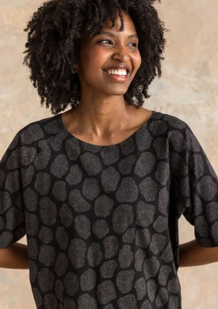 “Himla” organic cotton jersey top - black/patterned