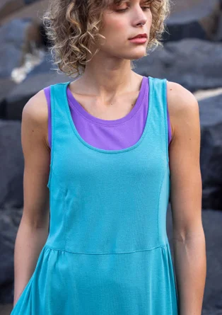 Solid-colour organic cotton jersey dress - teal