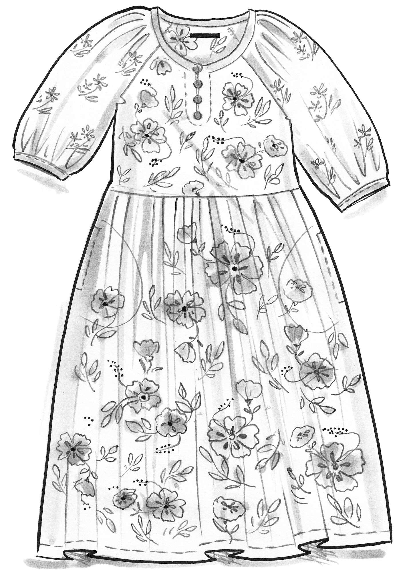Vevd kjole «Malli» i økologisk bomull
