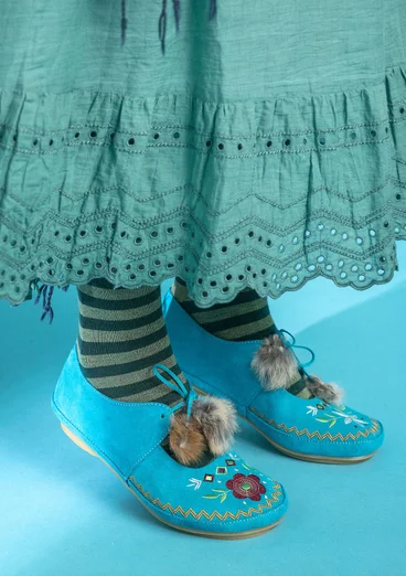 “Arrow” suede moccasins - turquoise