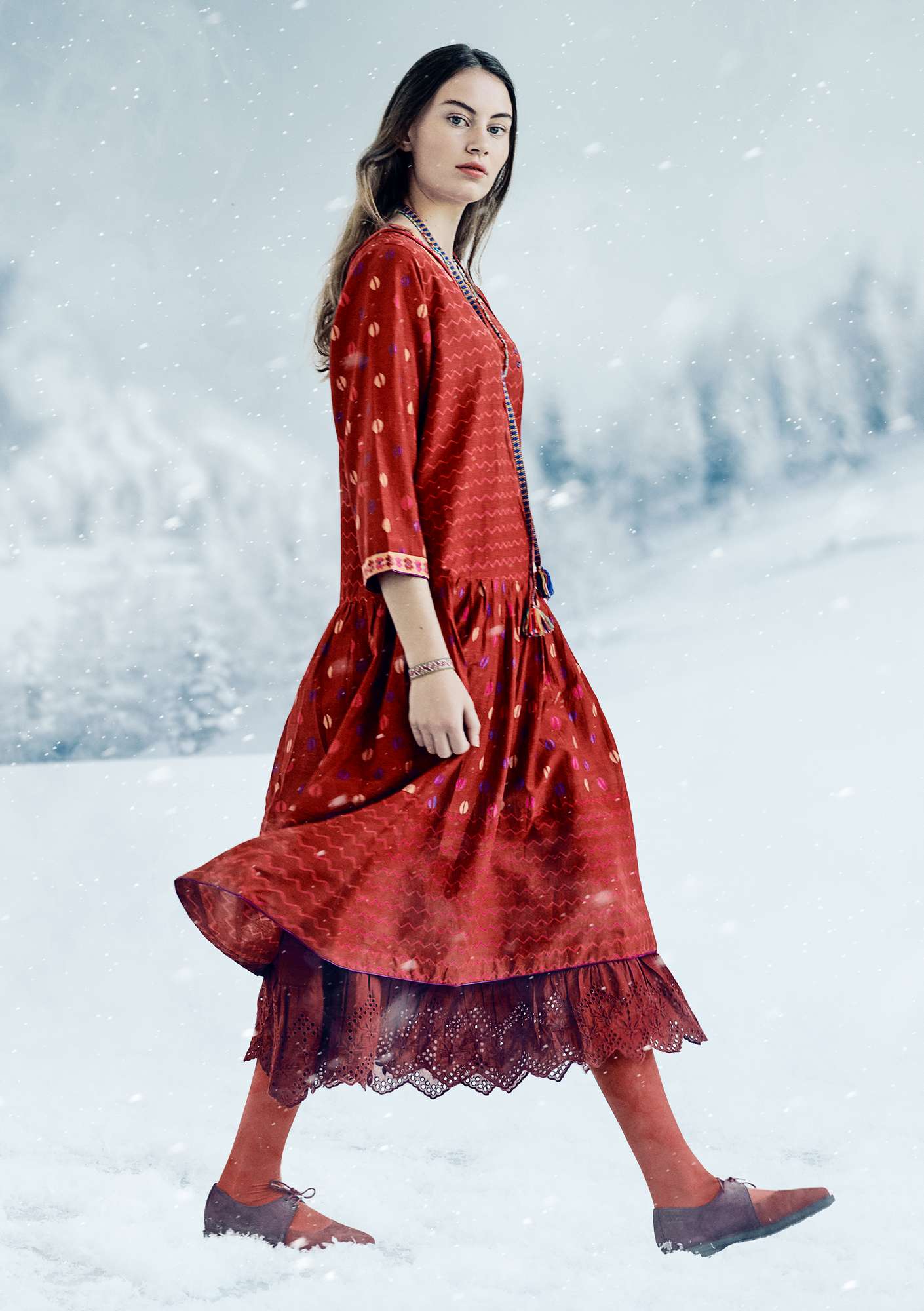 Kleid „Vilhelmina“ aus Öko-Baumwolle/Seide tomate thumbnail