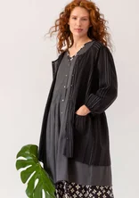 Blouse d’artiste ”Thea” en tissu ratière de coton biologique - noir