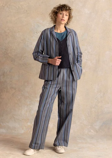 “Esme” woven jacket in cotton/linen - iron grey/stripe