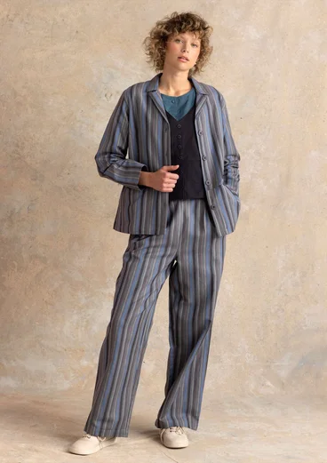 “Esme” woven jacket in cotton/linen - iron grey/stripe