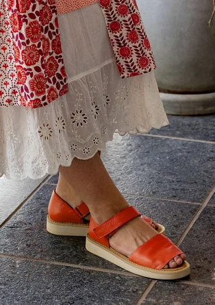 Leather sandals - grapefruit