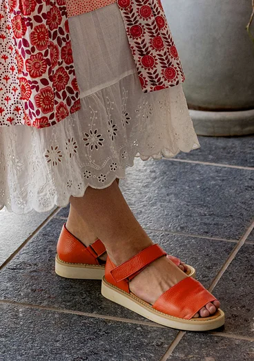 Leather sandals - grapefruit