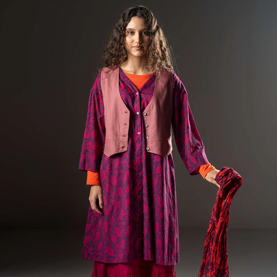 Woven “Kelly” dress in organic cotton - allium/patterned