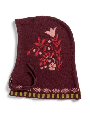 Strick-Balaklava „Tulipan“ aus Lammwollmischung/Bio-Baumwolle - aubergine