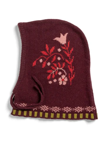 Strick-Balaklava „Tulipan“ aus Lammwollmischung/Bio-Baumwolle - aubergine