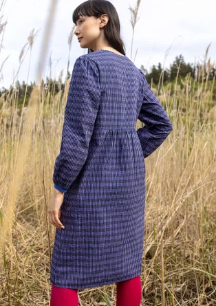 “Wavy” woven dress in organic cotton - sky blue