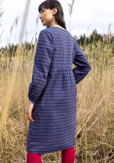 “Wavy” woven dress in organic cotton - sky blue