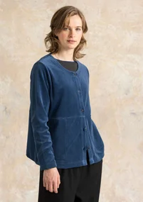 Gilet uni en velours de coton biologique/polyester recyclé - bleu Pacifique