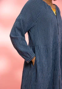 “Noira” checked organic cotton dress - indigo