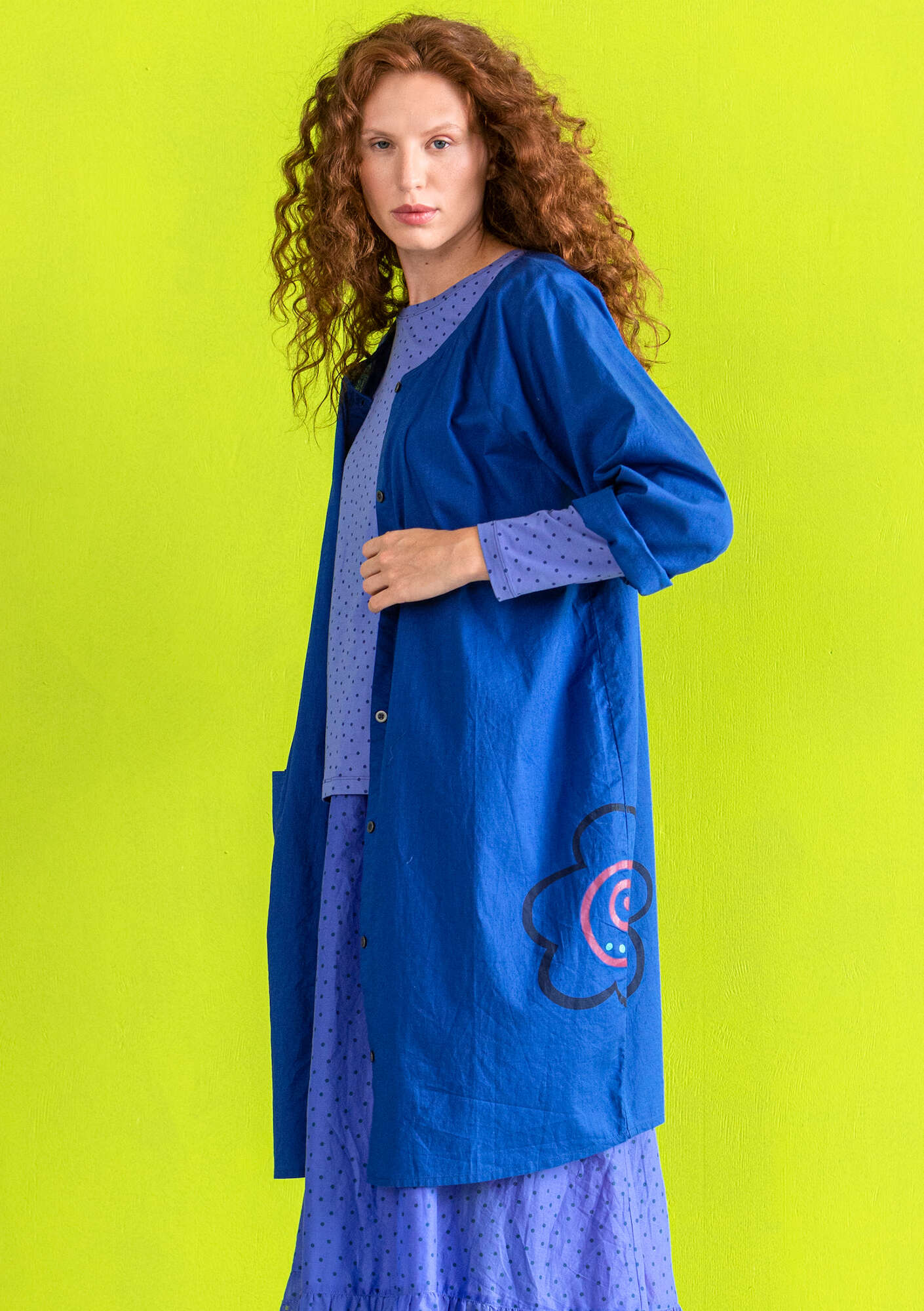 “Web” organic cotton dress  klein blue thumbnail