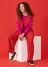 Striped jersey pants in organic cotton/modal (lava red/cyklamen S)