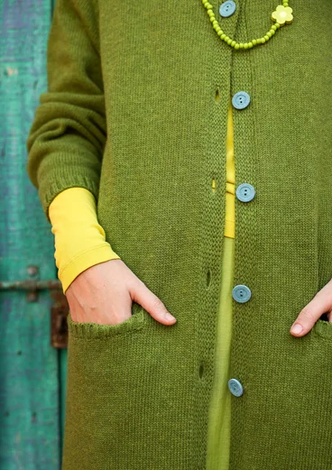Lang vest "Misty" van gerecyclede wolmix/gerecycled katoen - groene peper/gemêleerd