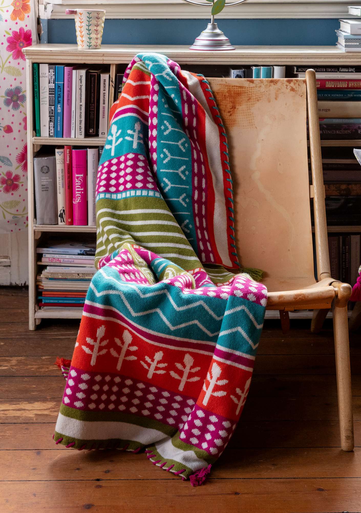 “Caramel” wool knit throw multicoloured