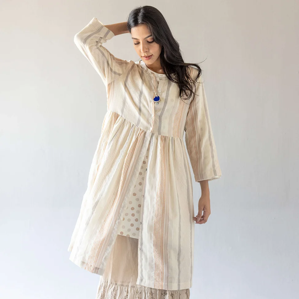 “Ketchi” woven wool/cotton dress - oyster