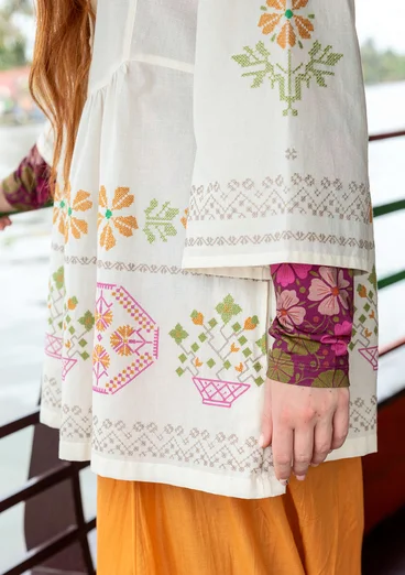 Tunika «Girlang» i økologisk bomull - fjær