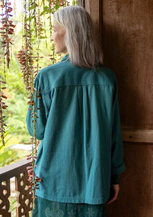 Webjacke „Agatha“ aus Bio-Baumwolle - dunkelpetrol