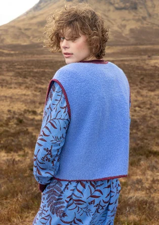 Strickweste „Sälen“ aus Wollbouclé - meeresblau