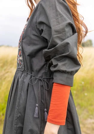 Kleid „Sahara“ aus Bio-Baumwollgewebe - dunkelaschgrau