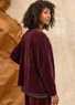 Einfarbige Veloursjacke aus Bio-Baumwolle/Recycling-Polyester (aubergine L)