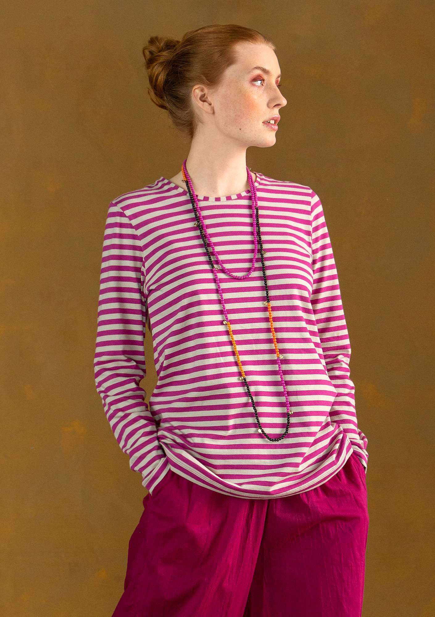 Organic cotton essential striped sweater cochinea/natural thumbnail