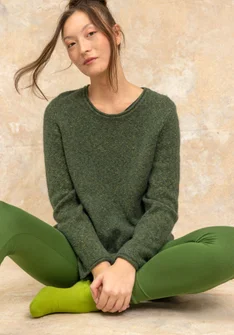 “Ebba” dotted/solid-colour jersey leggings in organic cotton/elastane - grass green